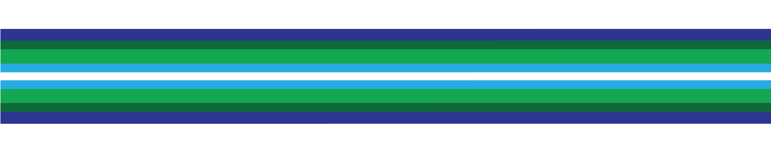 Striped ribbon with green, blue, and white horizontal stripes on a white background