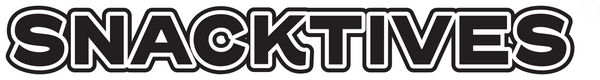 The Snacktives ogo in black text with white outlines with copyright symbol

