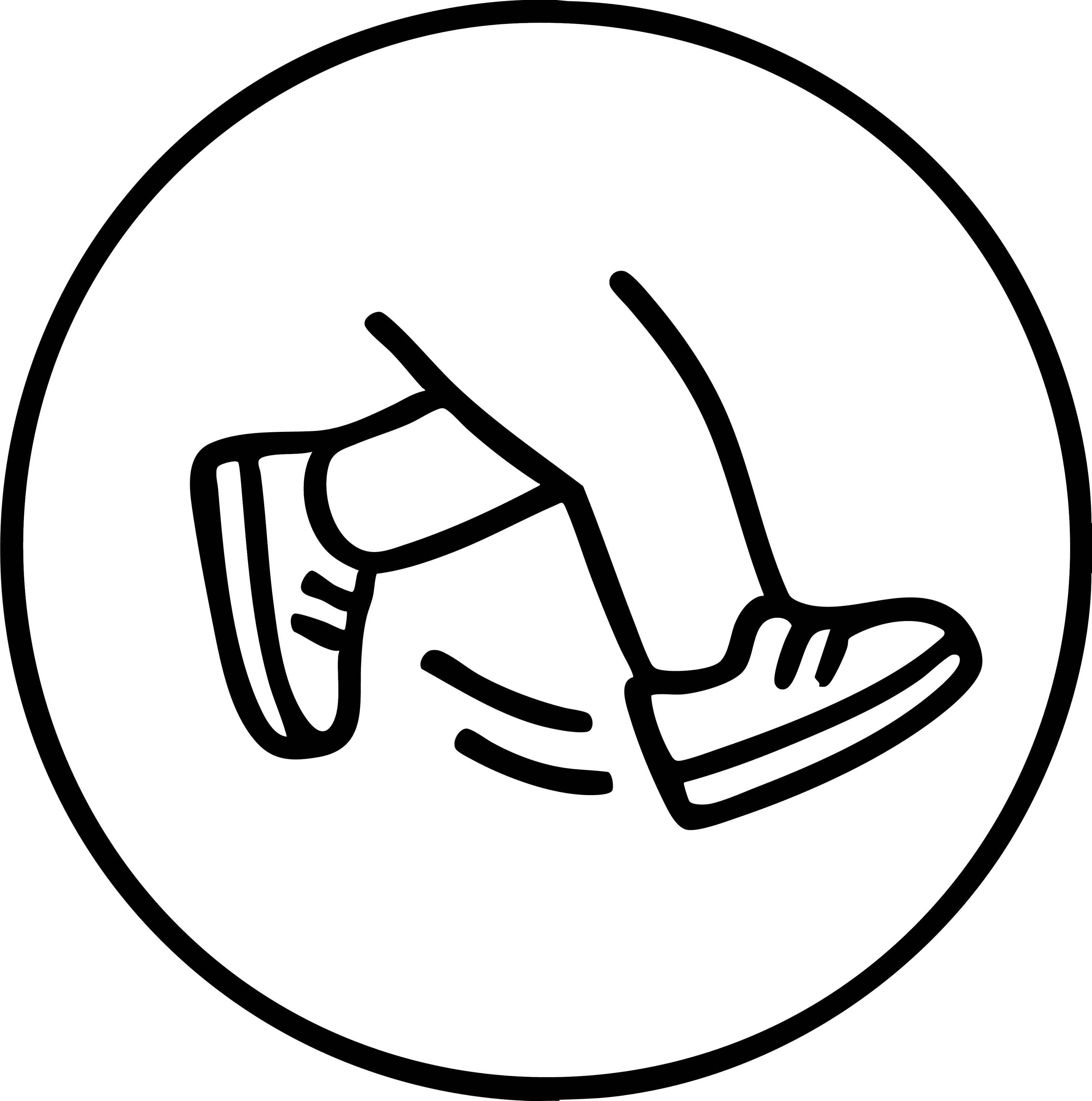 Black line drawing of a person walking on a white background