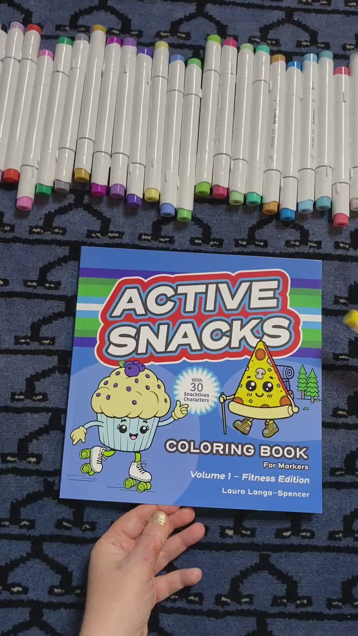 Video walk-through of the Active Snacks Coloring Book for Markers Volume 1 Fitness Edition.
