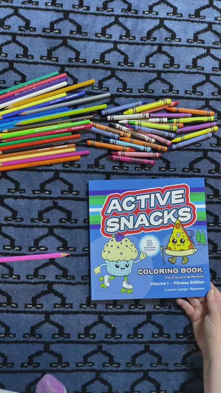 Video walk-through of the Active Snacks Coloring Book for Crayons & Pencils Volume 1 Fitness Edition.