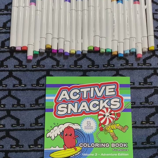 Video walk-through of the Active Snacks Coloring Book for Markers Volume 3 Adventure Edition.